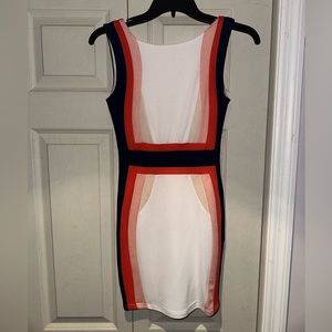 Orange and navy mini dress